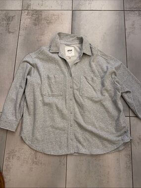 aerie Light Gray Button-Front Shirt Jacket